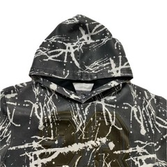 1738 ORIGINAL Mens M Hoodie Gray White Paint Splash # 23 Short Sleeve Kangaroo