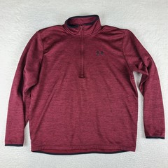 Under Armour Sweater Mens Large Burgundy Loose Coldgear Performance Tech Golf