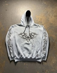 Vintage Light Blue Sapphire Lounge Y2K Grunge Tribal Hoodie Sweatshirt-Size M