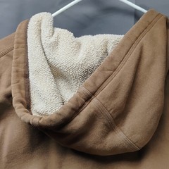 LL Bean Katahdin Iron Works Hoodie Mens Large Brown Sherpa Lined Full Zip Jacket