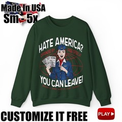 Long Sleeve SweatShirt Gildan Hate America You Can Leave Book A Flight C1.0