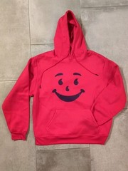 Kool-Aid Man 80s Logo Mens Large Red Hoodie Sweatshirt 46″ CHEST 28″ LONG New