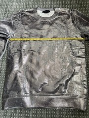 Diesel Black Gold Graphic Distressed Sweatshirt Men’s L Waxed Silver Faux Leath