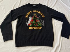 Ripndip Sweater Pullover Sweatshirt Top Apparel Cats Holiday Bling Sequins Large