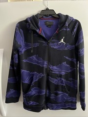 NIKE JORDAN CLUB HOODIE Purple Camo Zippered Hoodie Vintage Y2K Sz M G4