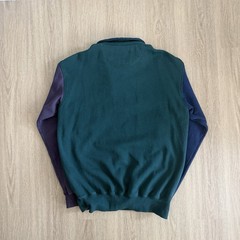 Vintage 90s Tri Color Block Quarter Zip Sweatshirt Blue Purple Green Norsport