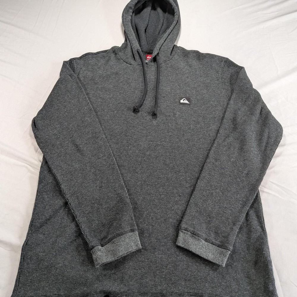 Quiksilver Gray Thermal Waffle Knit Pullover Hoodie