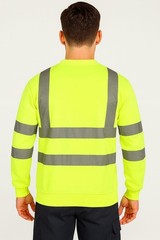 Hi Vis Viz Sweatshirt Workwear Safety Long Sleeves Pullover Crew Neck Jumper