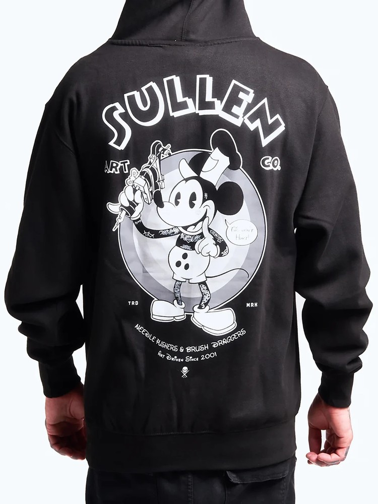Sullen Men’s Steamboat Sullie Pullover Hoodie Tattoo Art Cartoon Mouse Hoody