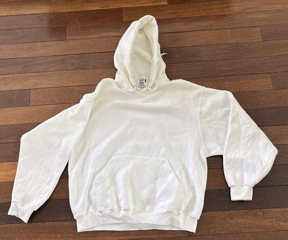 Fruit of the Loom Heavyweight Super Cotton Hoodie Size Lg. White NOS