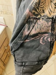 Affliction Denim Killer Distressed Full Zip Up Hoodie Front Back Reaper XL