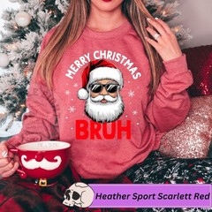 Merry Christmas Bruh Retro Sweatshirt Holiday Apparel Gift