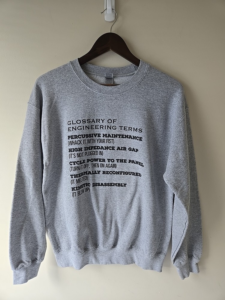 Understanding Engineers Funny Sarcastic Unisex Crewneck Sweatshirt gray Med NWOT