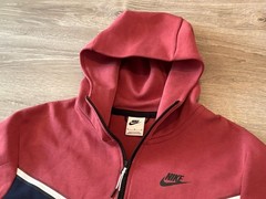 Nike Tech Fleece Full-Zip Hoodie White/Red/Navy Blue Men’s Size Medium