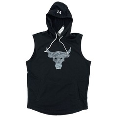 Under Armour Men’s Project Rock Terry Sleeveless Hoodie Size L Black 1367108