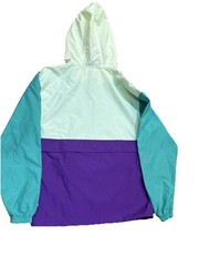 90s Champion Color Block Purple Green Teal Hooded Windbreaker MensTag Size XS