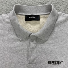Represent Owners Club Sweatshirt Mens Large L Grey Long Sleeve Polo Sweater 1