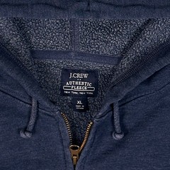 J.Crew Hoodie Mens XL Navy Blue Authentic Fleece Sweatshirt Full Zip Front