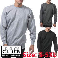 1 NEW PRO CLUB SOLID PLAIN HEAVY WEIGHT FLEECE CREW-NECK SWEATSHIRTS SIZE S-5XL