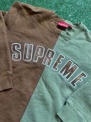 Supreme Fall/Winter 2018 Split Crewneck Sweatshirt Brown/Olive Green