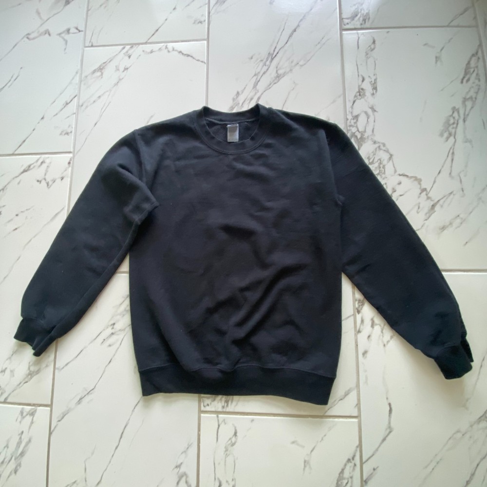 Gildan Heavy Blend Mens Small Black Blank Plain Crewneck Sweatshirt Fleece