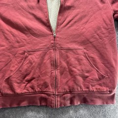L.L. Bean Katahdin Iron Works Hoodie Mens LT Red Sherpa Lined Full Zip Fleece