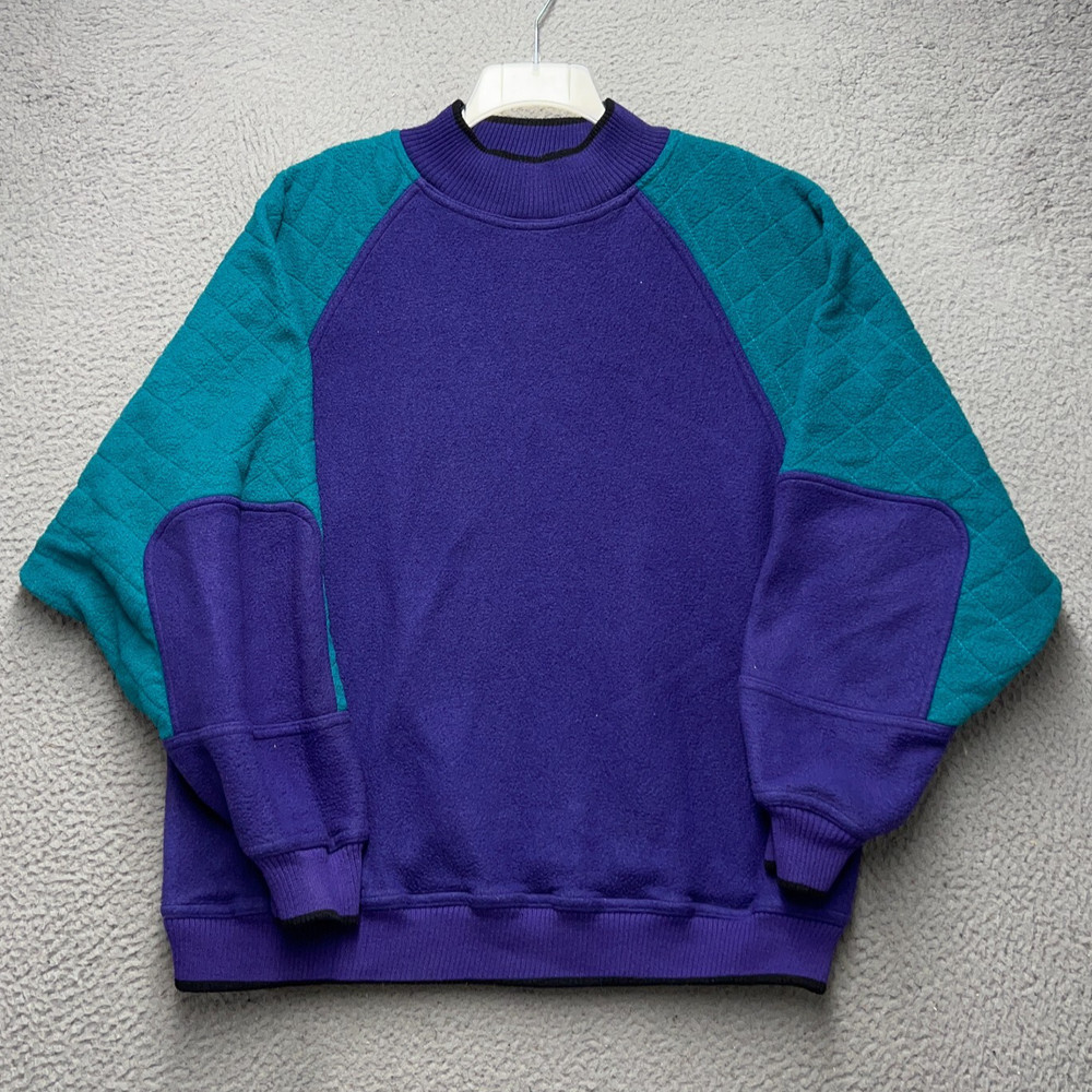 Fast Solar Fleece Sweater Mens M/L Purple Green Pullover High Neck Ski 80s 90s