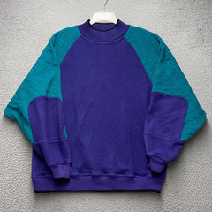 Fast Solar Fleece Sweater Mens M/L Purple Green Pullover High Neck Ski 80s 90s