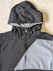 Volcom Men’s Zip Hoodie Grayscale Color Block Pockets Skate Ski Tech Fleece LG