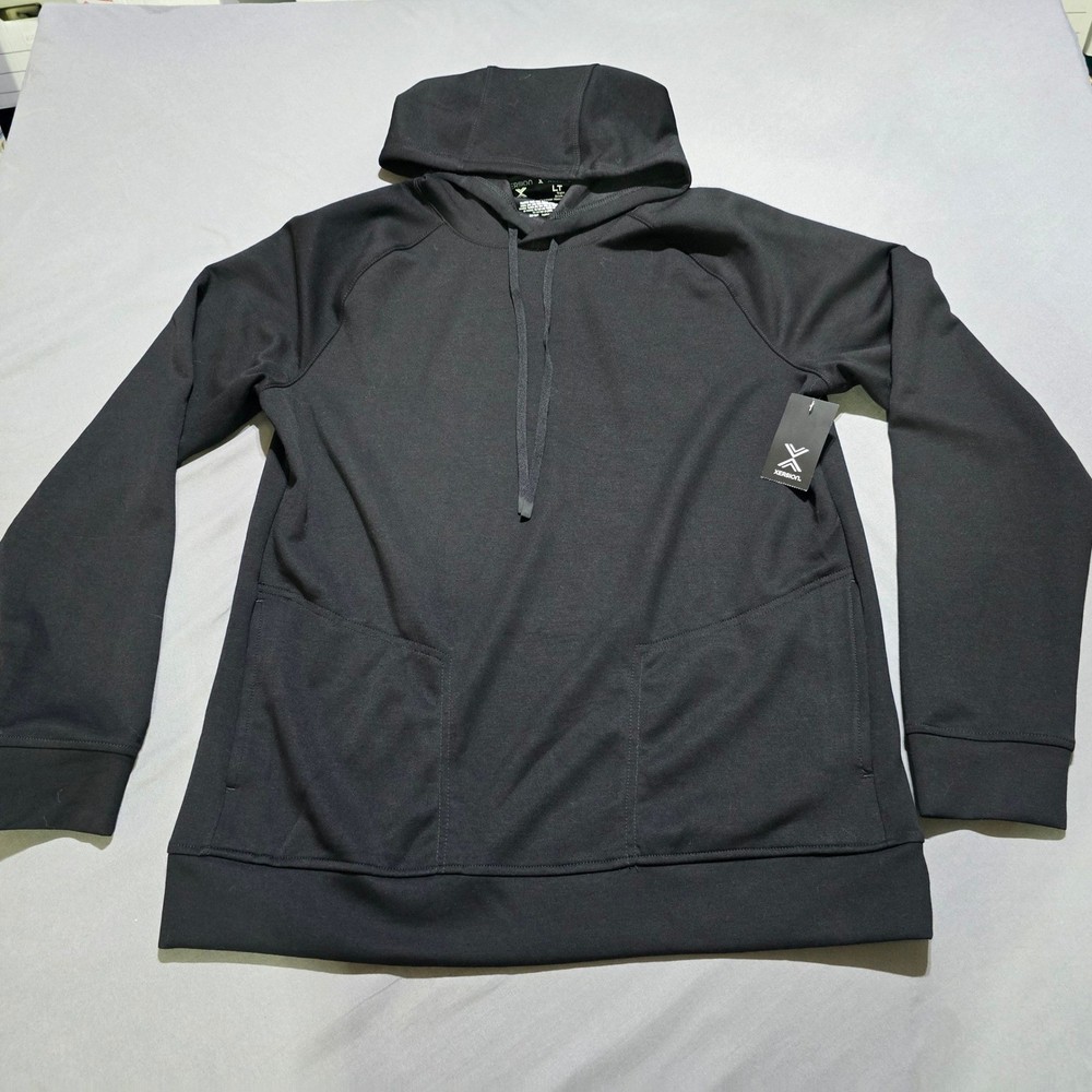 new Xersion Train Scuba Popover Hoodie Mens LT Black Big & Tall Stretch Athletic