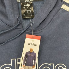 Adidas Mens Essentials 3-Stripes Pullover Hoodie Legend Ink White FM5749 Size M