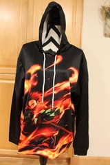 Anime Hoodie Bright Color Sweatshirt Novelty Orange Pattern Size Medium