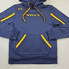 Under Armour Navy Blue US Naval Pullover Hoodie Size S Loose