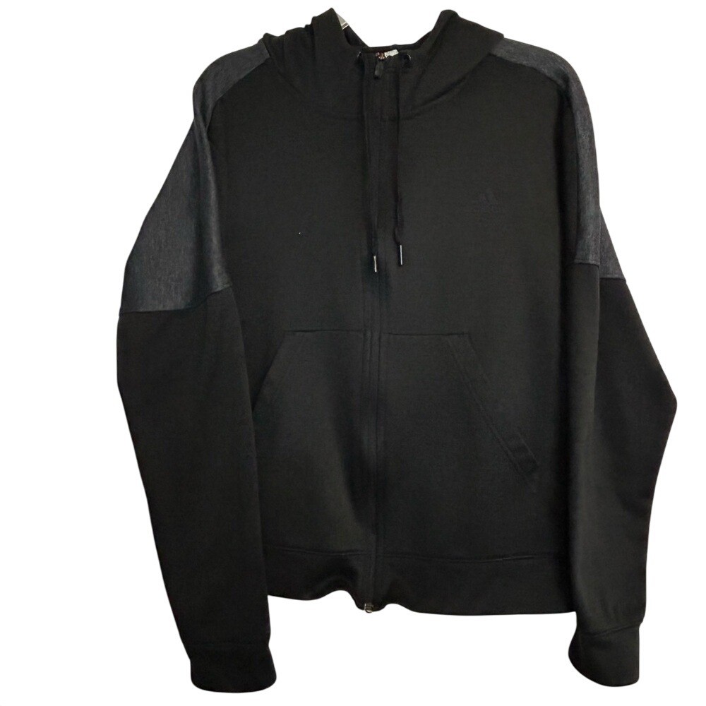 Adidas Climawarm Men’s Hoodie Size XL Black Gray Thumbholes Full Zip Fall Winter