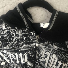 New York New York Hoodie Teens XL Black Full Zip Statue Liberty Graphic USA Y2K