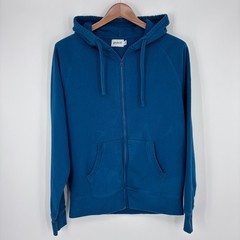 Pact Zip Up Hoodie Mens L Blue Organic Cotton Fleece Sustainable Sweatshirt FLAW