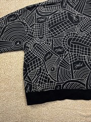 Nike Jordan Flight AOP Hoodie Sweatshirt Black/White Mens Large Loose Fit