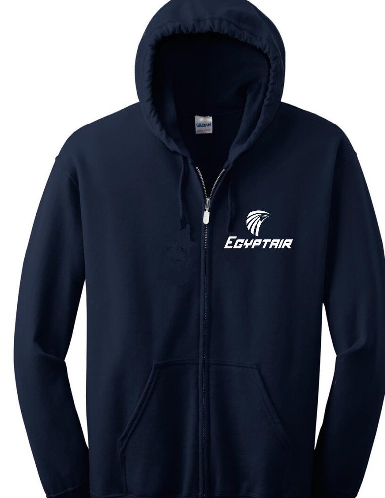 Egypt Air Logo Full Zip Hoodie Retro Egyptian Airline African Hooded Sweatshirt