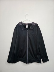 Russell Mens Hooded Jacket Full Zip Fleece Lined Black Inside Pockets Size 3XL