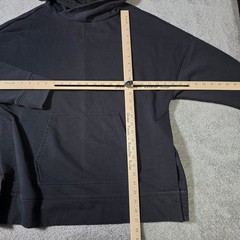 Fabletics Mens M Hoodie Black Oversized Pullover Side Slit Tape French Terry