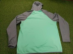 Nike Hoodie Mens Large Mint Green Gray Swoosh Logo Fleece Lined Thumbhole Sleeve