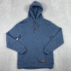 Quiksilver Keller Hood Hoodie Mens Large Blue Marl Fleece Pullover Sweatshirt