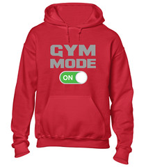 GYM MODE ON HOODY HOODIE TRAINING TOP BODYBUILDING FITNESS WEIGHTS