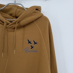 BURLEBO Men’s Midweight Fleece Hoodie Sweatshirt L Light Brown Duck Hunting Dog