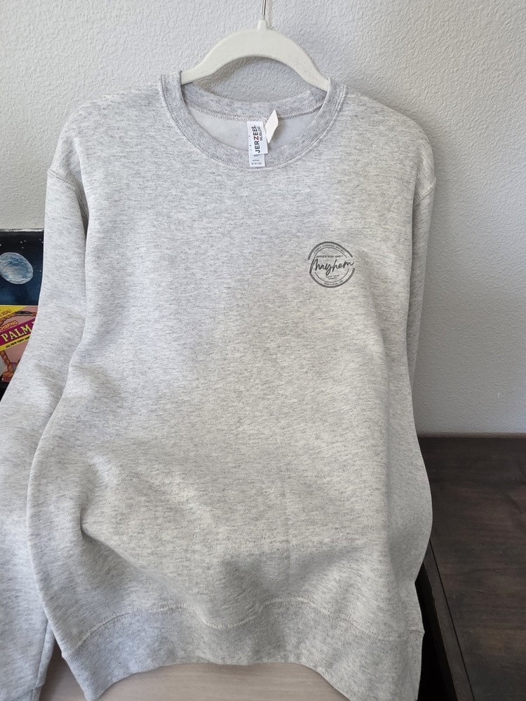 Jerzees Nublend Gray Crewneck Pullover Sweatshirt Wine Yoga Studio Graphic Small