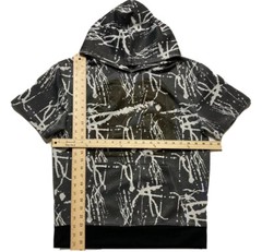 1738 ORIGINAL Mens M Hoodie Gray White Paint Splash # 23 Short Sleeve Kangaroo