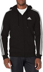 adidas men Essentials Fleece 3-Stripes Full-Zip Hoodie – LARGE