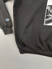 Champion Men Sweatshirt XL Black Logo Hooded Kangaroo Pocket Pullover Workout