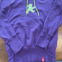 Ampelmann Berlin Purple/Green Graphic Print Pullover Hoodie w/ Pockets, Men’s S