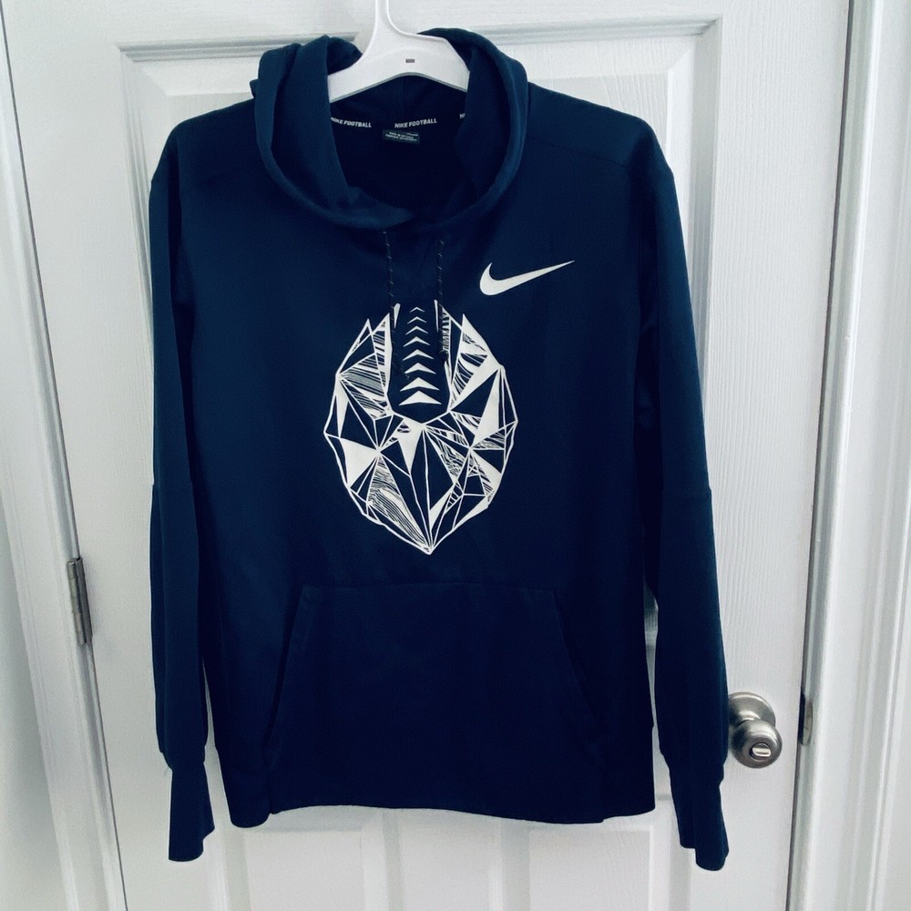 Nike Football Men’s Hoodie Size Medium Fleece Lined Big Logo Pullover Active